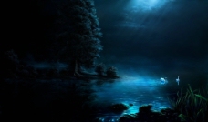 夜色湖畔图片