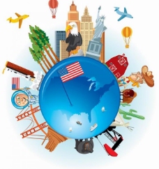 名片模板卡通环球旅游背景图片