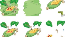 绿色叶子手绘玉米表情图片