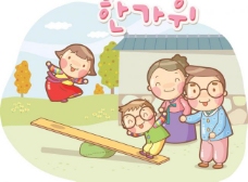 秋日温馨家庭系列插画图片