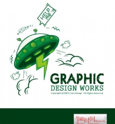 设计素材飞碟插画英文外国设计极品素材图片
