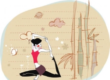 唯美瑜伽健身矢量插画系列图片