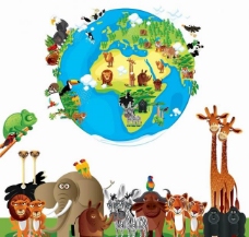 背景图片下载全球卡通动物图片