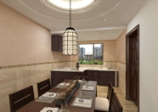 中式家装效果图 餐厅厨房图片