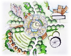 绿化景观手绘广场平面