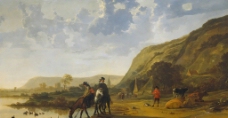 骑巴河流景观与骑士图片
