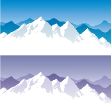 蓝色紫色雪山矢量图
