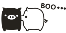 动漫猪黑白猪矢量素材BOO