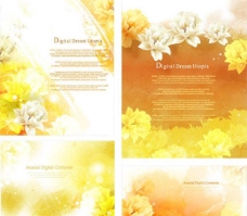 画册封面背景黄色梦幻花纹花朵展板底纹图片