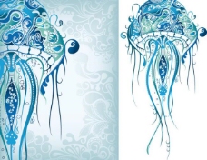 欧式海洋生物线条古典花纹花边底纹图片