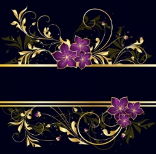 金色花纹紫色花朵图片