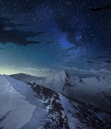 雪山夜景图片