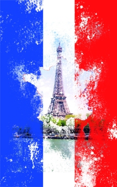 法国巴黎巴黎铁塔埃菲尔铁塔法国法国国旗