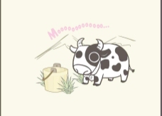 牛奶 动物 图案 卡图片