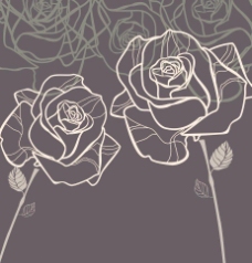 欧式景墙手绘玫瑰线条图片