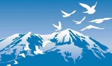 雪山飞鸟背景图片