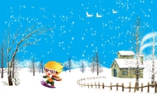 大自然卡通雪景图片