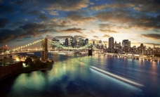 都市霓虹都市跨海大桥霓虹图片