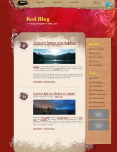 红色个性博客网页模板图片