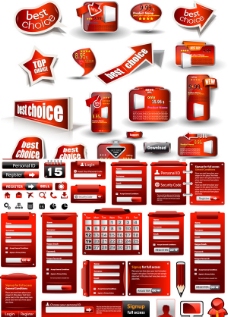 红色网页元素矢量设计素材