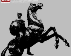 骑马武士雕塑剪影图片