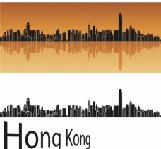 房地产背景香港城市建筑剪影图片