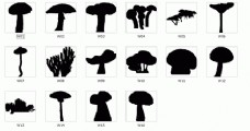 剪影10蘑菇菌类剪影图片