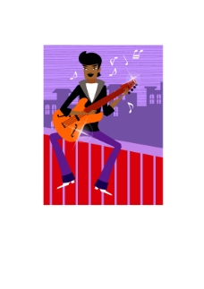 抱吉他的男孩 时尚男孩 吉他 紫色背景