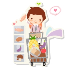 卡通菠萝小男孩超市购物图片