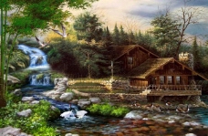 乡村油画风景图片