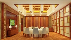 豪华中式餐厅包厢效果图图片