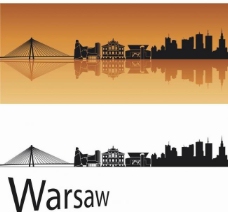 波兰华沙城市建筑剪影图片