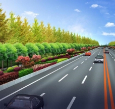 树木市政道路效果图图片