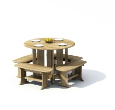 源文件木质桌椅板凳模型图片