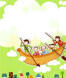 木船里的幸福家庭图片