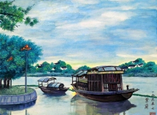 树木南湖红船图片