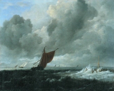 Jacob Isaacksz. van Ruisdael - Stormy Sea with Sailing Vessels, 1668大师画家古典画古典建筑古典景物装饰画油画
