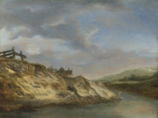 Philips Wouwermans - A Stream in the Dunes, with Two Bathers大师画家古典画古典建筑古典景物装饰画油画