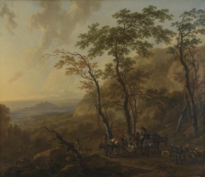 Nicolaes Berchem - Mountainous Landscape with Muleteers大师画家古典画古典建筑古典景物装饰画油画