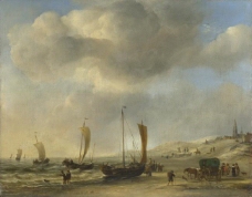 Willem van de Velde - The Shore at Scheveningen大师画家古典画古典建筑古典景物装饰画油画