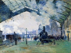 Saint-Lazare Station, the Normandy Train, 1877法国画家克劳德.莫奈oscar claude Monet风景油画装饰画