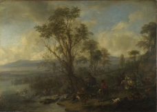 Philips Wouwermans - A Stag Hunt大师画家古典画古典建筑古典景物装饰画油画