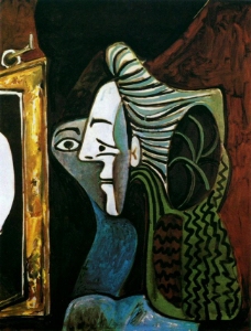 1963 Femme au miroir西班牙画家巴勃罗毕加索抽象油画人物人体油画装饰画