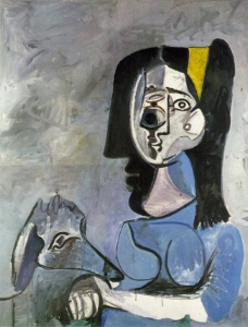 1962 Jacqueline assise avec Kaboul II西班牙画家巴勃罗毕加索抽象油画人物人体油画装饰画