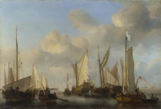 Willem van de Velde - A Dutch Yacht saluting大师画家古典画古典建筑古典景物装饰画油画