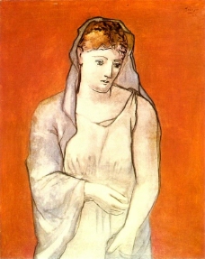 1923Lafemmeauvoilebleu西班牙画家巴勃罗毕加索抽象油画人物人体油画装饰画