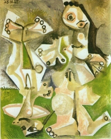 1965Hommeetfemmenus西班牙画家巴勃罗毕加索抽象油画人物人体油画装饰画