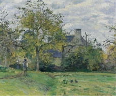 Camille Pissarro - The House of Piette at Montfoucault, 1874大师画家风景画静物油画建筑油画装饰画