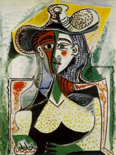 1962 Femme au grand chapeau西班牙画家巴勃罗毕加索抽象油画人物人体油画装饰画
