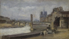 Stanislas-Victor-Edmond L茅pine - The Pont de la Tournelle, Paris大师画家古典画古典建筑古典景物装饰画油画